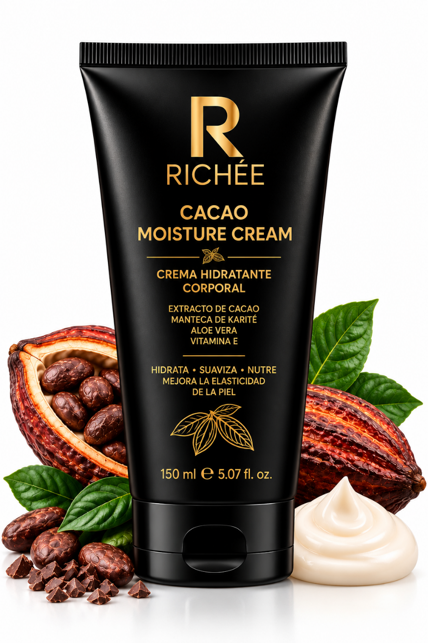 Crema hidratante con extracto de cacao, envase completo